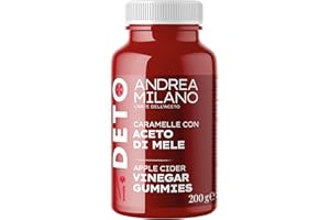 Andrea Milano Deto, Caramelle Gommose all'Aceto di Mele, Gustose Caramelle Ricche di Benefici, Sostengono il Livello Energetico Riducendo la Fatica e Aiutano la Digestione, con Vitamina C, 200 g