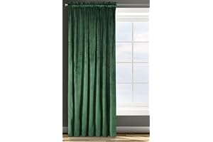 Eurofirany ROSA Tenda in Velluto con Fettuccia Arricciatenda - 1 Unità, Soffice, Pannello, Drappo Classico, Glamour, Elegante, Soggiorno, Camera da Letto, 290 g/m2, 140x270 cm, Verde Scuro