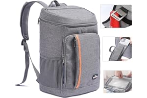 QINGLOU Zaino Termico Frigo 25L, Borsa Termica Porta Pranzo Borsa Frigo Borsa della Spesa Isoterma, Grande Frigo Termico per PIC-nic/All'aperto/Barbecue/Campeggio/Eventi Sportivi (Grigio)