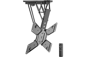 RICOO Supporto da soffitto per TV elettrico pieghevole per TV da 23 – 55 pollici, SE0544, montaggio a soffitto, inclinato sul tetto, fino a 30 kg e VESA 400 x 400 mm