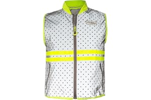 Fridu Warnweste für Kinder, vollreflektierende Sicherheitsweste, Reflektorweste Auto, Fahrrad (Silber Gepunktet, 9-12 Jahre (135-152))