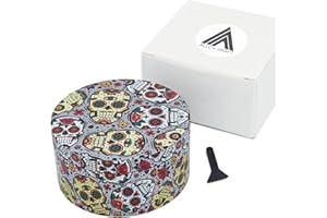 GENERIC Grinder metallo XXL 75mm ALLOY KRAFT | Stampa Premium a 360º e Lame Ultra Affilate | Tritino 4 pezzi con Raschiatore Polline | Trita erba ed Spezie | Grinder original teschio messicano (modello 1)