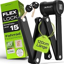 IMPACT® FlexLock 15 - Premium Faltschloss Fahrrad [HOHE SICHERHEIT] - Handliches Fahrradschloss mit Sicherheitslevel 15 bis 120cm