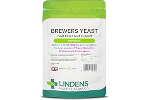 Lindens - Brewers Yeast - 1800mg Daily Intake - 500 Vegan Tablets - UK Made - Natural Vitamins & Micronutrients and Non-Debittered for Maximum Nutrition | B Vitamins, Amino Acids, Minerals