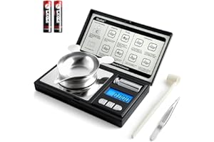 Muaket 50g/0.001g Feinwaage Hochpräzise, Electronische Milligramm Waage, MG Waage mit Kalibriergewichten, Digitalwaage zum Wiegen von Pulvern, Schmuck, Medizin, mit Pinzette und Waagschale, Schwarz