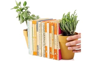 Suck UK Bookends | Plant Pot Book Ends | Book Ends For Shelves Quirky | Decorative Kitchen Bookends | Novelty Plant Pot Holder | Home Library Accessories | Funny Indoor Flower Pot Gift | Set of 2