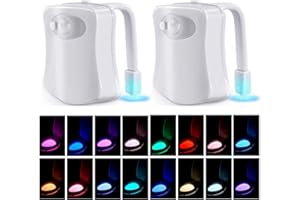 XUBX 2 Pack Motion Sensor Toilet Night Light, 16 Colors Changing Body Motion Sensor Toilet Bowl Seat Lamp, Bathroom Bowl Seat Light Lamp, Sensor LED Washroom Night Light