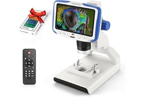 LINKMICRO Portable Digital Microscope for Kids with Sample Slides 200X 5 inch LCD Screen Microscope Kit for Kids 8-12 STEM Tool Insects and Plants Observation Students Homeschooling