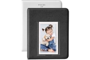 OBERSTER 2PCS Album fotografico con 64 tasche per Fujifilm Instax Mini 7s 8 8+ 9 25 50s 70 90, 5 x 8 pollici, compatibile con Instant Camera Photo Book Titolare della carta (bianco+nero)