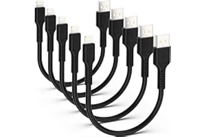 ADILIFT Ladekabel für iPhone, kurz, 5 Stück, 20 cm, Lightning-Datenkabel, USB-Schnellladekabel, kompatibel mit iPhone 11 Pro Max XS X XR 8 7 6S 6 plus SE 5 iPad, Schwarz