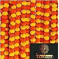 Shree Sawariya 10 Pcs Artificial Marigold Garland Mala Flower Genda Phool Long for Decoration, Home,Wedding, Festivals, Durga Pooja, Diwali, Ganesh Chaturthi 10Pcs (Multi Marigold)