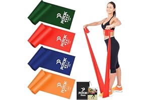 ‎POTOK 4er-Set Fitnessbänder mit 4 Widerstandsstufen, 1.5M Resistance Bands Gymnastikband mit Tragetasche Ideal für Yoga, Pilates, Krafttraining, Physiotherapie