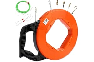 AISNY Fish Tape Wire Puller, 50m 4.5mm Cable Puller Kit Fish Wire Through Wall Wire Guide Device with 2 Guide Springs and 5 Connectors Cable Pullers for Electrical Cables Draw Tape
