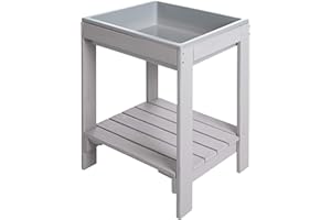 roba Tavolo da Gioco per Bambini con Acqua e Sabbia - Resistente alla Fango e Intemperie - Tavolo da Spiaggia per Esterno / Giardino - Legno Massello - Grigio