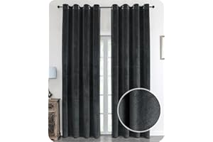 BEAUTEX Samt Vorhang Ösen Verdunkelung Gardine Velvet Blickdicht, 140x245 cm (Breite 140 cm, Höhe 245 cm, Dunkelgrau)