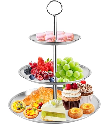 Dianzan Alzata Per Torte, 3 Livelli, In Acciaio Inox, Dessert - 3