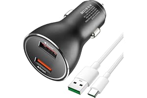 ACAGET Ładowarka samochodowa USB 80W SUPERVOOC + QC 30W, szybka ładowarka samochodowa USB z kablem USB C 1M do SUPERVOOC Charge do OPPO Reno11 F 5G/10 Pro/Find X5 X3/2 Neo/Pro, realme GT NEO 2 Pro, OnePlus