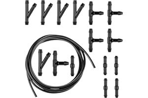 Bewudy Uniwersalna myjka do szyb, 3 m, 15 sztuk łączników węża samochodowego, wąż do spryskiwaczy, zestaw naprawczy do spryskiwaczy szyb (czarny)