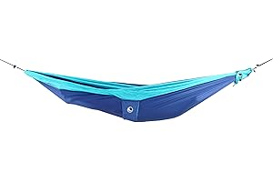 Ticket to the Moon Fair Trade & Artisanal 1-2 Pers. Léger Kingsize-Hamac Bleu Roi/Turquoise pour Voyages, Camping, Jardin, XL 3.2 * 2.3m, 700g, Nylon en Soie De Parachute, Installation < 1min