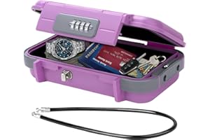 WACCET Coffre-fort Portable, Coffre Fort Sécurisé Mini Coffre Fort de Voyage Étanche Antivol avec Câble Métallique Amovible, Coffre-fort de Sécurité pour La Maison, Bureau, Hôtel, Voyages, etc.