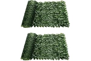 Anttyscar 1 x 3M Artificial Ivy Fence Screen, Fence Screening Trellis with Artificial Leaves Privacy Trellis Roll for Balcony Outdoor Garden Wall Mat Decoration, Green（2PCS）