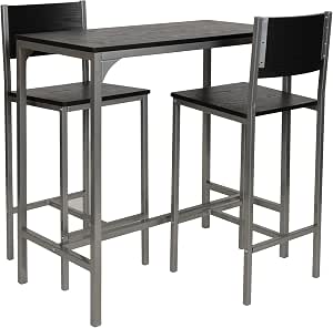 ts-ideen 3-Teilige Essgruppe 3er Set Tisch Stühle Esstisch Küchentisch Alugestell in Silber und ...