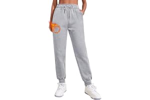 PINSPARK Joggers for Women Fleece Lined Sweatpants Cotton Tracksuit Bottoms Ladies Jogging Bottoms Fitness Gym Yoga Pants High Waist Trousers with Pockets