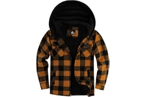 JACKETOWN Boys Fleece Jacket Kids Winter Warm Zipper Hoodie Plaid Sherpa Lined Sweatshirt Casual Hoodie for Boys Girls Age 6-15 Years
