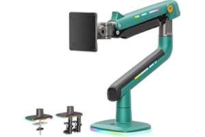 NB ERGONOMIC Support Ecran PC RGB pour écrans Plats Ultrawide Incurvés de 32 à 60 Pouces, Bras pour Moniteur Charge Maximale 20 kg, VESA 75x75 & 100x100 mm (Vert)