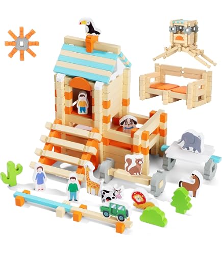 Relaxdays 100 Blocchi In Legno Per Costruzioni, Gioco Educativo Per Bambini 3+ Anni, Mattoncini In Faggio Colorati, Motricità Fine - 5
