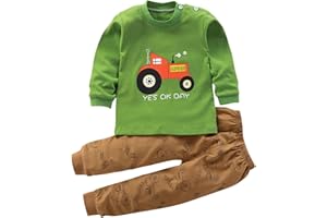 XINYUNZU Jungen Langarmshirt mit Hose Kinder Kleidung Set Baumwolle T-Shirt und Sporthose Set Trainingsanzug Schlafanzug Pyjama Set Boys Bekleidungssets für 1-7 Jahre