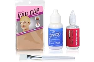 EKUKEON Set di colla per parrucche + rimozione colla per capelli + tappi per parrucche + pennello per applicare la colla, colla per parrucche, adesivi invisibili, per parrucche, extension per capelli