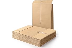 ZMCYN Lot de 25 grandes enveloppes extensibles à soufflet en papier kraft, enveloppes de catalogue pour documents d'affaires, bureau, école (23,9 x 33,5 cm)