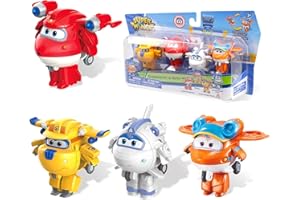 Super Wings 2“ Verwandlungsspielzeug 4er Pack, Supercharged Jett, Donnie, Astra, Sunny, Flugzeug Spielzeug Fahrzeug Mini Figuren, Transforming Spielzeug für 3 4 5 6 7 8 jährige Jungen und Mädchen