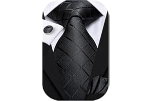 Hi-Tie Herren Krawatte Schwarz Paisley/Plaid/Streifen/Einfarbig Krawatten Set Einstecktuch Manschettenknöpfe Business Formal Hochzeit Meeting Geschenkbox in verschiedenen Farben