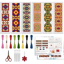 Kit De 6 Marque-pages Au Point De Croix Pour Débutants - Motifs Poussins Et Mots - Taille 20x6 Cm - DIY Loisir Créatif