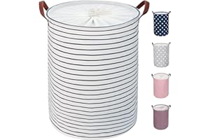 DOKEHOM Ronda plegable Cestas de Almacenamiento, Algodón (Azules Rayas, 18 Pulgadas)