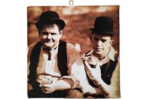 KUSTOM ART Tableau de style vintage Stan Laurel & Oliver Hardy de Collection Impression sur bois