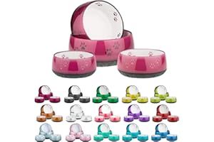 EHASO Hundenapf mit Pfötchen - Futter- und Trinknapf für kleine und große Hunde, unifarben (Pink, 1000ml)