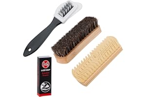 HENGBIRD Lot de 4 Brosses en Daim pour Chaussures - Brosse à Chaussures Avec Gomme pour l'Entretien du Daim, du Nubuck et du Suède