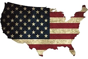 FINEST FOLIA Wall Sticker Modern 6 Sizes Decal Sticker Decoration Old USA Flag America Film, Old, 100 cm Länge 60 cm Höhe