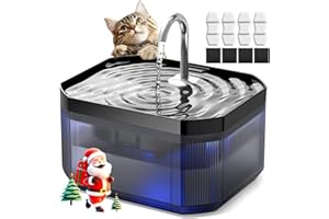 INVENGO Fuente para Gatos, 2,4L Bebedero Gatos, Súper Silenciosa, Fácil de Limpiar, Fuente de Agua para Perros con Filtración de 5 Etapas y LED, Dos Patrones de Flujo de Agua