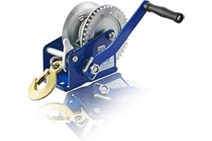 Husar Winch Cabrestante Manual 1200 lbs 543 kg con correa 10 metros 5 cm, freno forzado, doble efecto, cabrestante para barcos, remolques, industria (Cable Metálico, 1600 lbs | 720 kg)