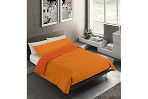 BANZAII TEXTILE INNOVATOR ONLINE Banzaii Juego de Funda Nórdica Reversible 100% Microfibra 2 Piezas para Cama de 135 – 1 Funda Edredón Nórdico 220x220 cm + 1 Funda de Almohada 45x155 cm, Naranja Claro/Naranja Oscuro