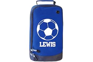 ABSOLUTELY TOP Personalised Childrens Football Boot Bag Boys Footy Ball Kids Sports Rugby Kit, Deep Sea Blue/Frosty White Print