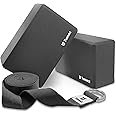 Tumaz Yoga Blocks 2 Pack with Strap Set, High Density/Lightweight EVA Foam Yoga Blocks or Non-Slip Solid Natural Cork Yoga Blocks Set & Premium Yoga Brick for All Yogi [E-Book Included]