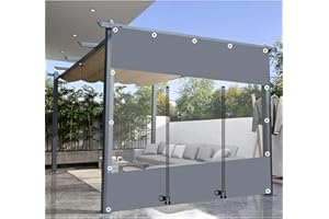 DLLY Außen Durchsichtige Plane Vorhange, 0,3mm Schwerlast wasserdichte Plane Mit Ösen, Pergola Pavillon Terrasse Carport Plane Seitenwände, Transparente Plane Abdeckung,LxH-1.6x2m/5.2 * 6.6ft