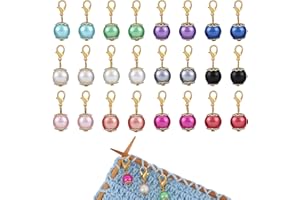 COGCHARGER 24 pieza De Marcadores De Punto De Perlas De Vidrio, Marcadores De Punto De Crochet Extraíbles Con Cierre De Langosta, Accesorios De Costura Y Tejido, Manualidades De Bricolaje