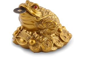 ZUNATE Złota chińska feng shui bogactwo szczęście pieniądze ropucha dekoracja biura domowego żaba moneta na szczęście (imitacja miedzi)