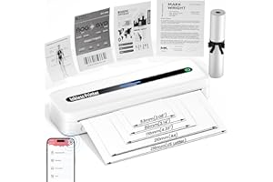 Omezizy Impresora Térmica A4, M832 Impresora Portátil para Casa, Oficina, Estudio, Impresora Sin Tinta con Papel Térmico, Impresora Bluetooth Compatible con Teléfonos Móviles y Ordenadores